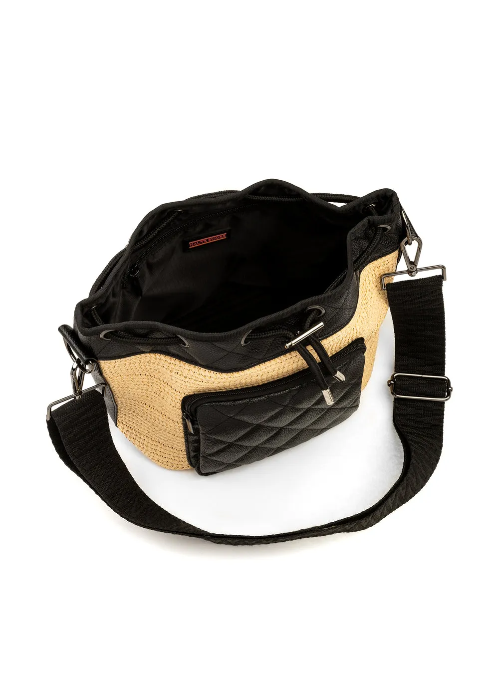 Lindsey Drift Bucket bag - RAFFIA/BLACK PEBBLE