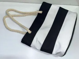 Purse - Black &White horizintal stripped canvas bag