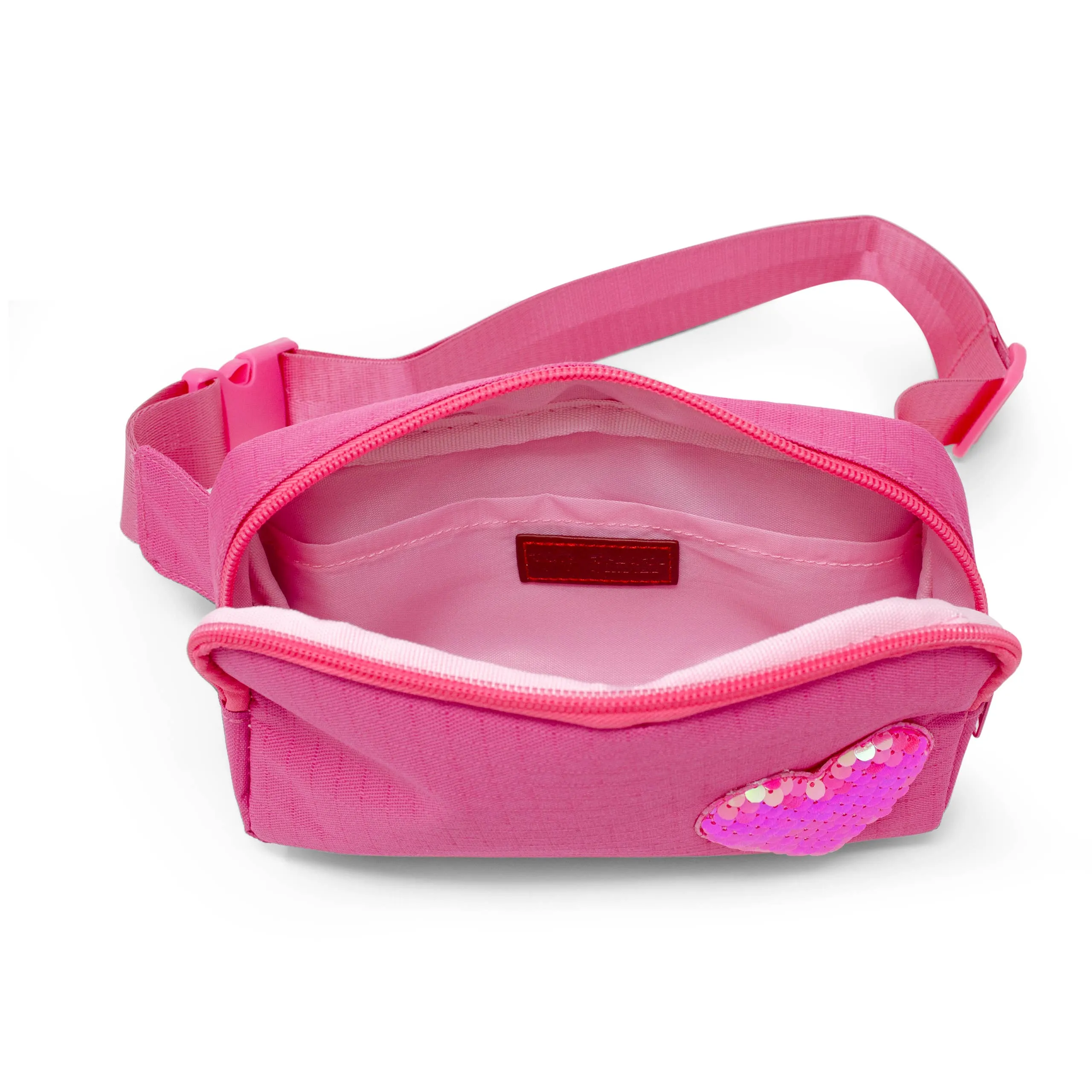 Sequin Heart Belt Bag for Kids: Hot Pink
