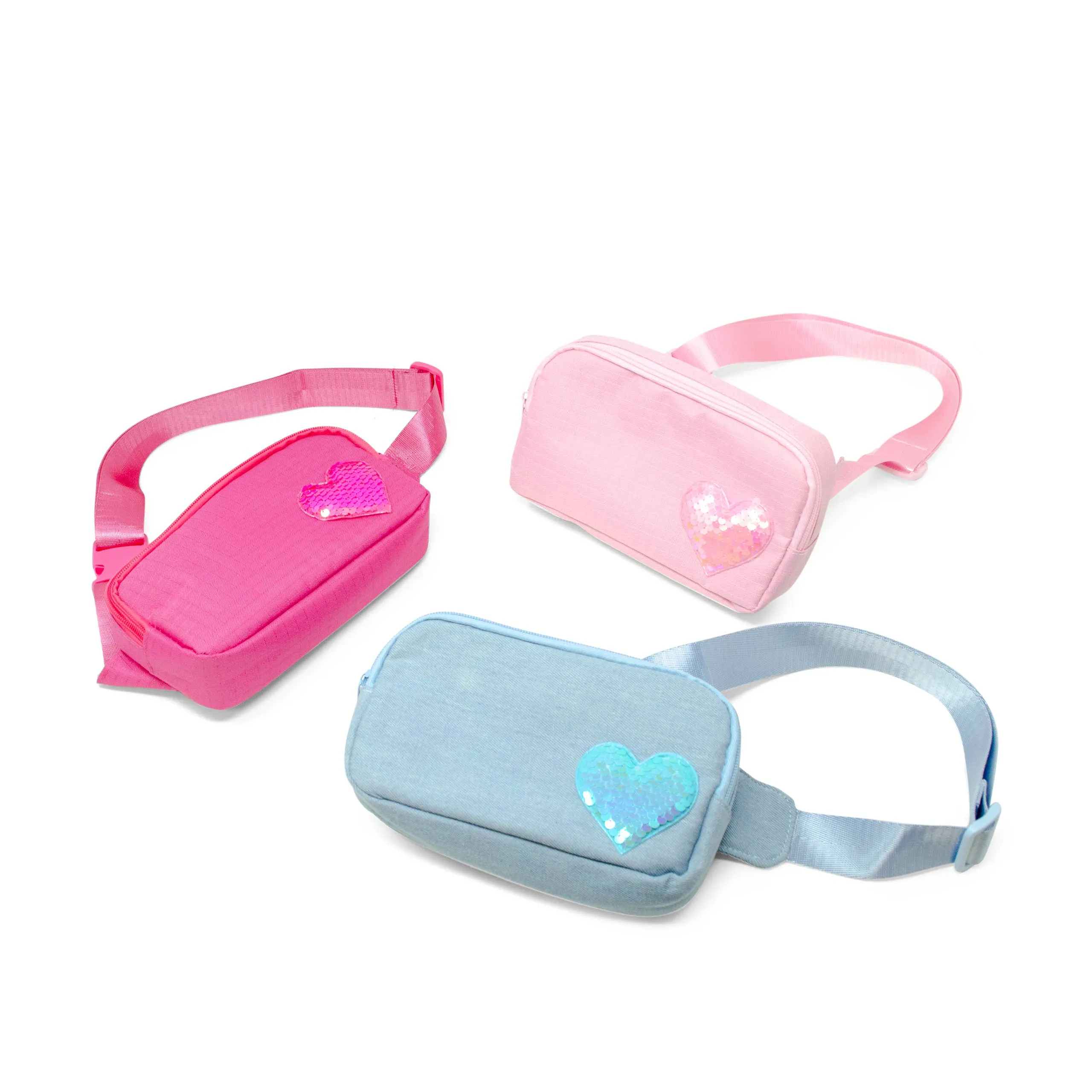 Sequin Heart Belt Bag for Kids: Pink