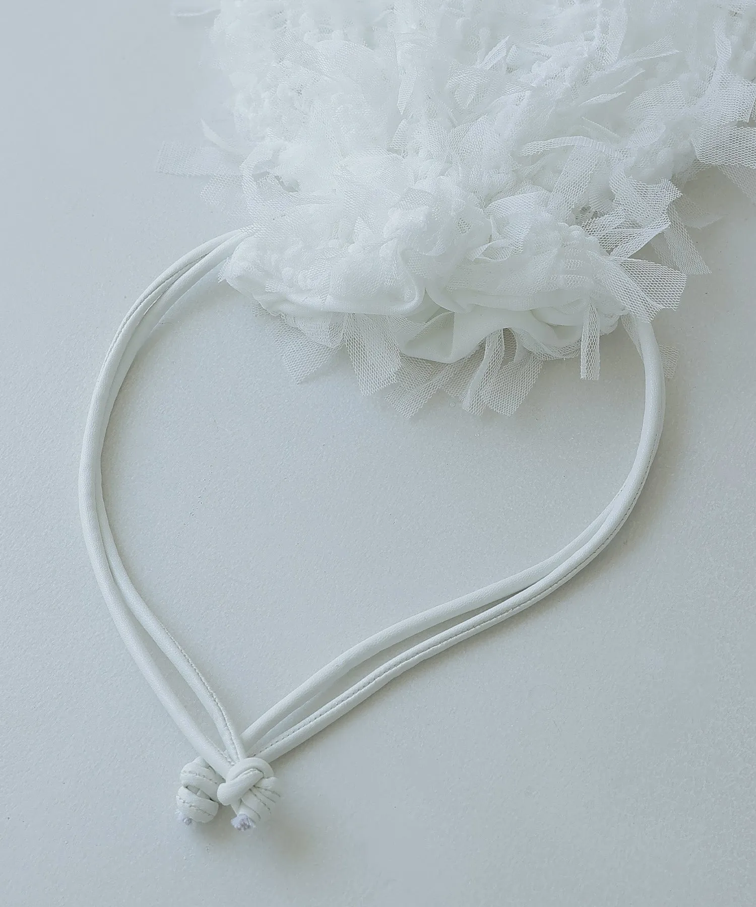 Tulle fringe drawstring mini bag