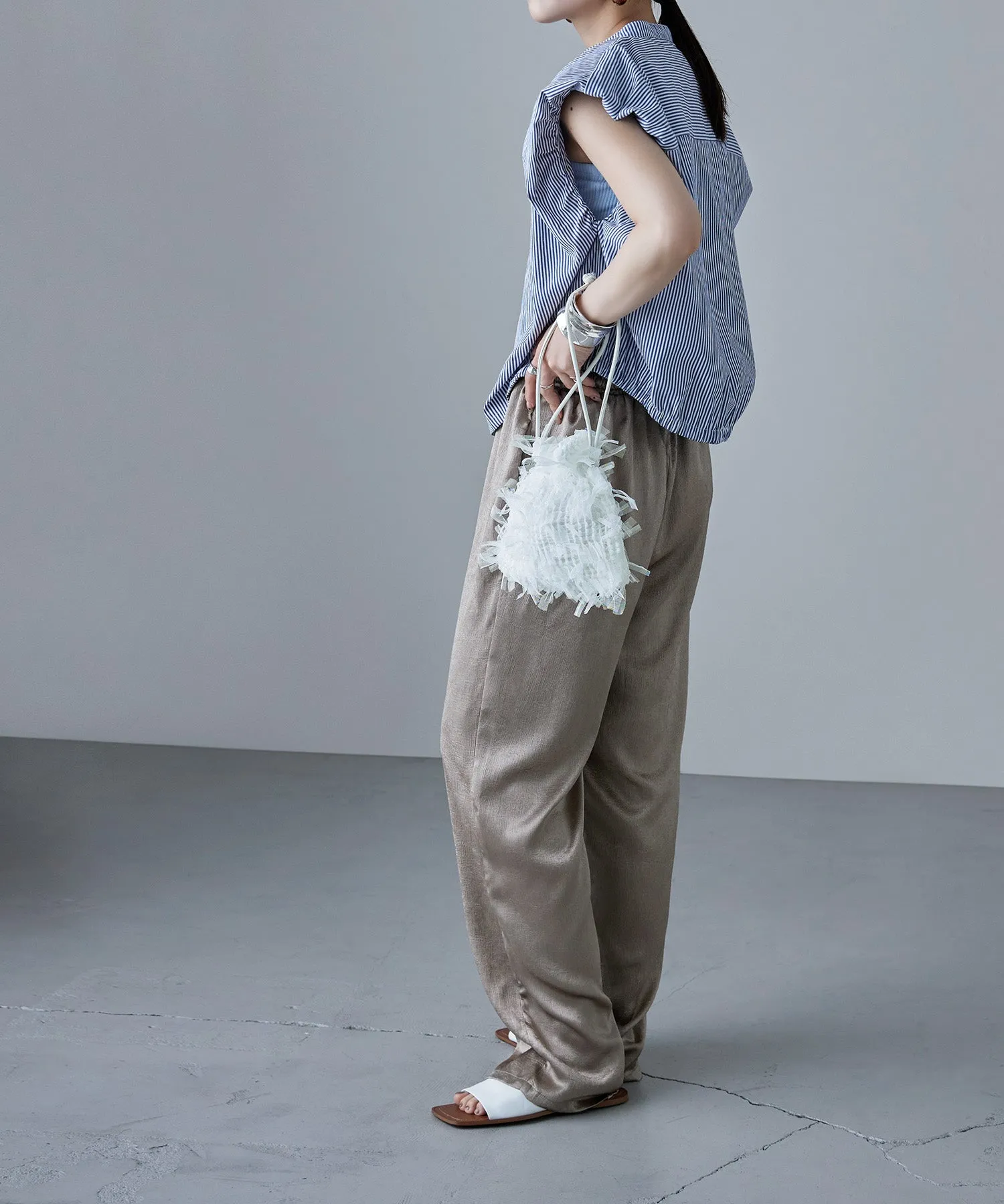 Tulle fringe drawstring mini bag