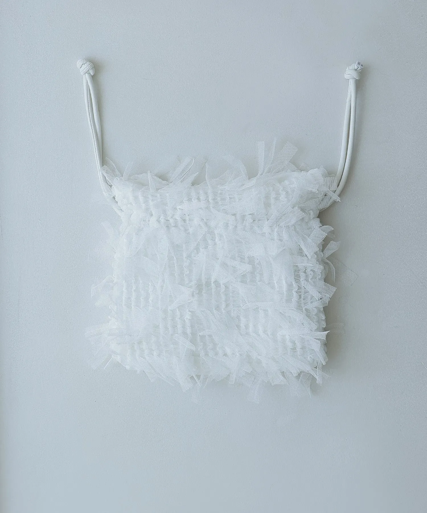 Tulle fringe drawstring mini bag